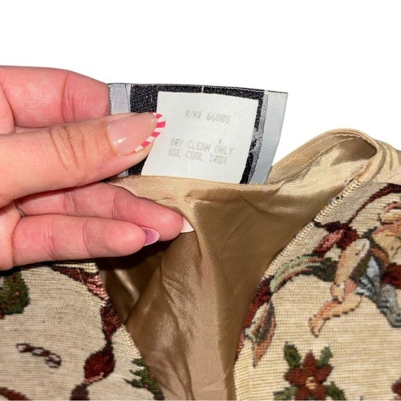 Vintage Facets Cherub Santa Christmas Holiday Vest Tan Women’s M Tree 90’a Y2K - Picture 8 of 15